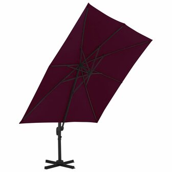 Zweefparasol met aluminium paal 300x300 cm bordeauxrood 3