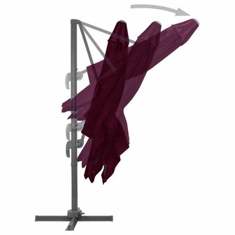 Zweefparasol met aluminium paal 300x300 cm bordeauxrood 4