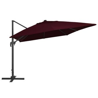 Zweefparasol met LED-verlichting 400x300 cm bordeauxrood 3