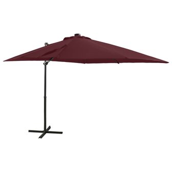 Zweefparasol met paal en LED-verlichting 250 cm bordeauxrood 1