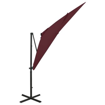 Zweefparasol met paal en LED-verlichting 250 cm bordeauxrood 2