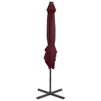 Zweefparasol met paal en LED-verlichting 250 cm bordeauxrood 6