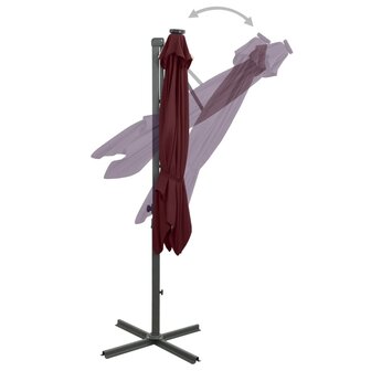 Zweefparasol met paal en LED-verlichting 250 cm bordeauxrood 7