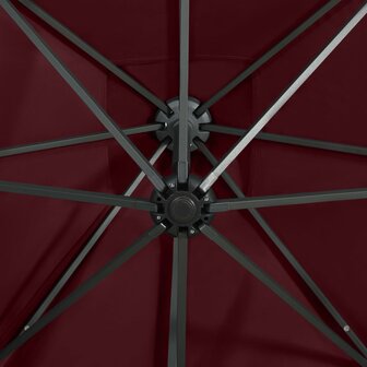Zweefparasol met paal en LED-verlichting 250 cm bordeauxrood 8