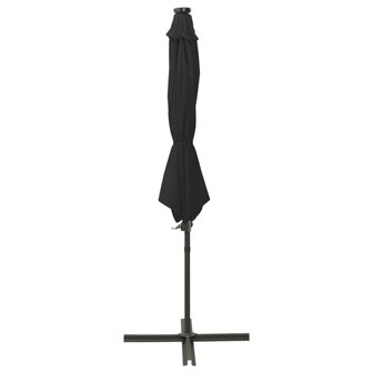 Zweefparasol met paal en LED-verlichting 300 cm zwart 2
