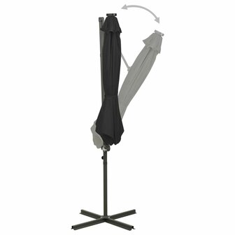 Zweefparasol met paal en LED-verlichting 300 cm zwart 3