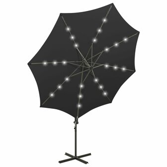 Zweefparasol met paal en LED-verlichting 300 cm zwart 5
