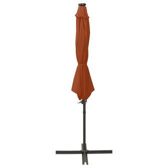 Zweefparasol met paal en LED-verlichting 300 cm terracottakleur 2