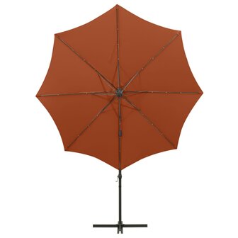 Zweefparasol met paal en LED-verlichting 300 cm terracottakleur 6
