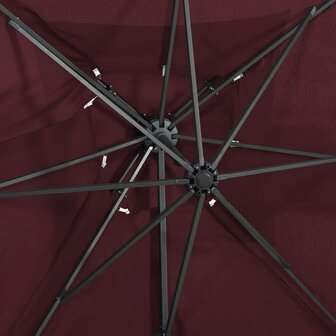 Zweefparasol met dubbel dak 250x250 cm bordeauxrood 6