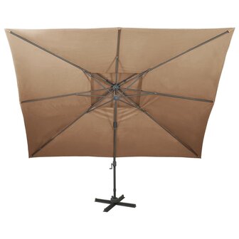 Zweefparasol met dubbel dak 400x300 cm taupe 3