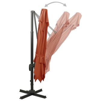 Zweefparasol met dubbel dak 300x300 cm terracottakleurig 4