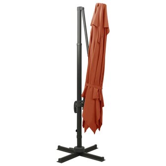 Zweefparasol met dubbel dak 300x300 cm terracottakleurig 5