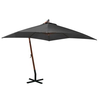 Zweefparasol met paal 3x3 m massief vurenhout antracietkleurig 1