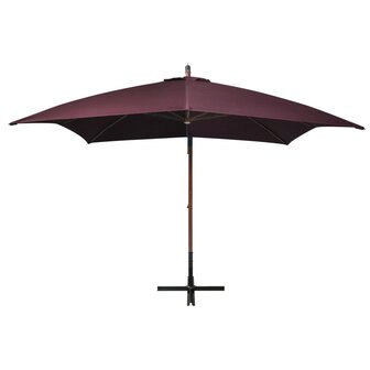 Zweefparasol met paal 3x3 m massief vurenhout bordeauxrood 2