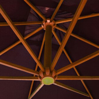Zweefparasol met paal 3x3 m massief vurenhout bordeauxrood 4