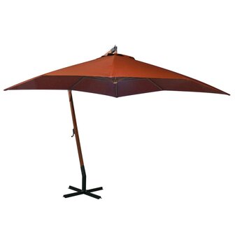 Zweefparasol met paal 3x3 m massief vurenhout terracottakleurig 1