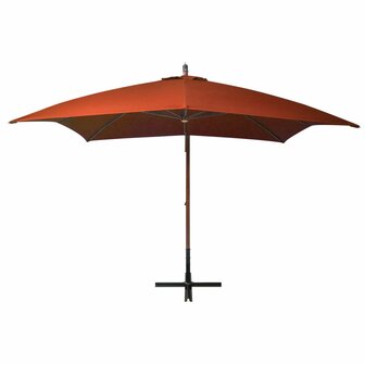 Zweefparasol met paal 3x3 m massief vurenhout terracottakleurig 2
