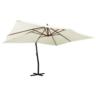 Zweefparasol met houten paal 400x300 cm zandwit 1