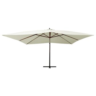 Zweefparasol met houten paal 400x300 cm zandwit 2