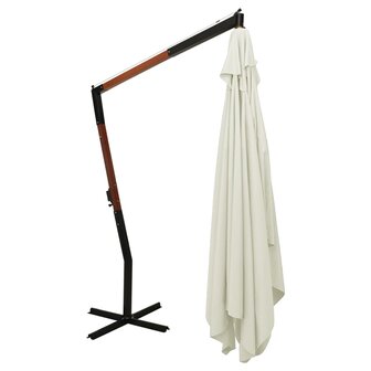 Zweefparasol met houten paal 400x300 cm zandwit 4