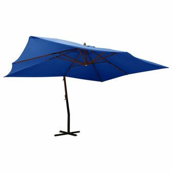 Zweefparasol met houten paal 400x300 cm azuurblauw 1