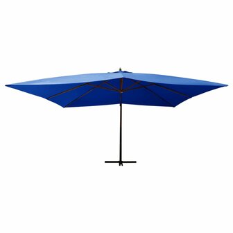 Zweefparasol met houten paal 400x300 cm azuurblauw 2