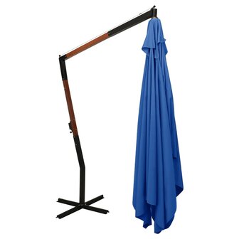 Zweefparasol met houten paal 400x300 cm azuurblauw 4