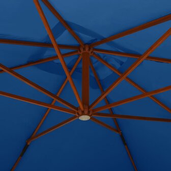 Zweefparasol met houten paal 400x300 cm azuurblauw 5