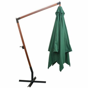 Zweefparasol met houten paal 300x300 cm groen 3