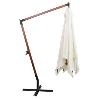 Zweefparasol met houten paal 300x300 cm wit 3