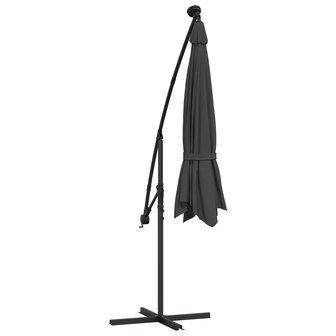 Zweefparasol met LED-verlichting stalen paal 300 cm antraciet 8
