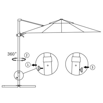 Zweefparasol met aluminium paal 300 cm antracietkleurig 7
