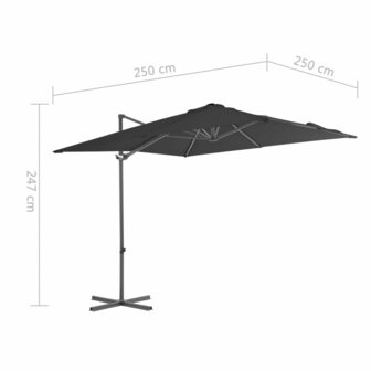 Zweefparasol met stalen paal 250x250 cm antracietkleurig 9