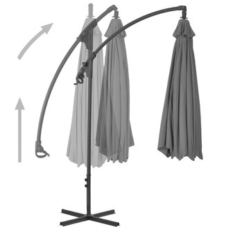 Zweefparasol met stalen paal 250x250 cm antracietkleurig 4