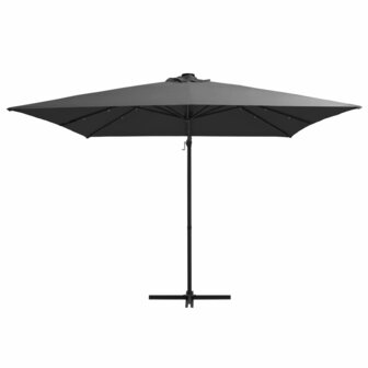 Zweefparasol met LED en stalen paal 250x250 cm antracietkleurig 2