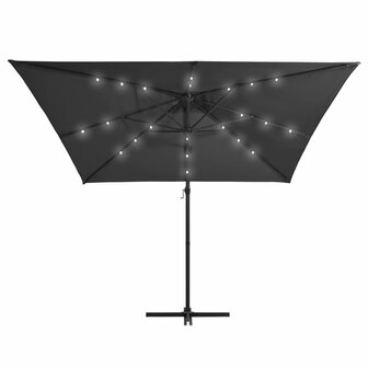 Zweefparasol met LED en stalen paal 250x250 cm antracietkleurig 3