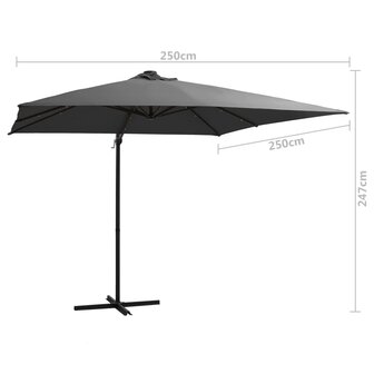 Zweefparasol met LED en stalen paal 250x250 cm antracietkleurig 9