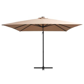 Zweefparasol met LED en stalen paal 250x250 cm taupe 2