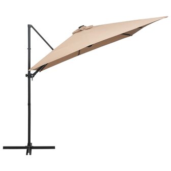 Zweefparasol met LED en stalen paal 250x250 cm taupe 4