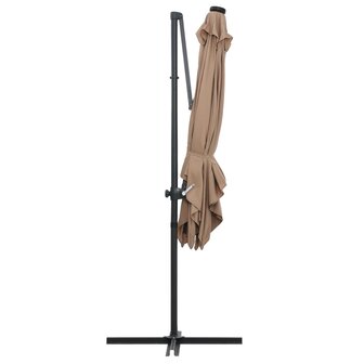 Zweefparasol met LED en stalen paal 250x250 cm taupe 5