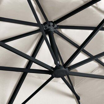 Zweefparasol met LED en aluminium paal 400x300 cm zandkleurig 6
