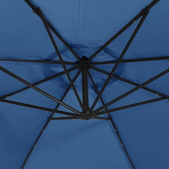 Zweefparasol met LED en stalen paal 300 cm azuurblauw 9