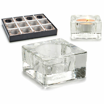 Kaarshouder Transparant Glas 6 x 3 x 6 cm (12 Stuks) 2
