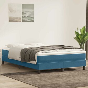 Boxspring zonder matras fluweel donkerblauw 140x210 cm 4