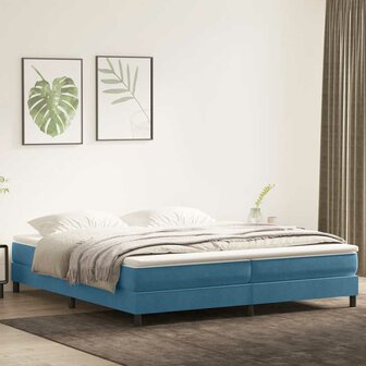 Boxspring zonder matras fluweel donkerblauw 200x210 cm 1