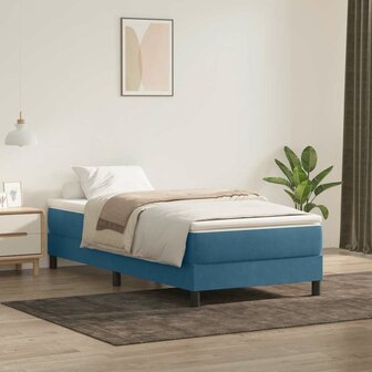 Boxspring zonder matras fluweel donkerblauw 80x220 cm 1