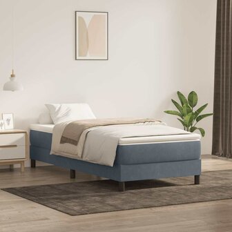Boxspring zonder matras fluweel donkergrijs 90x220 cm 1