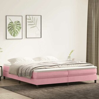 Boxspring zonder matras fluweel roze 200x220 cm 1