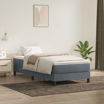 Boxspring met matras fluweel donkergrijs 80x210 cm 1